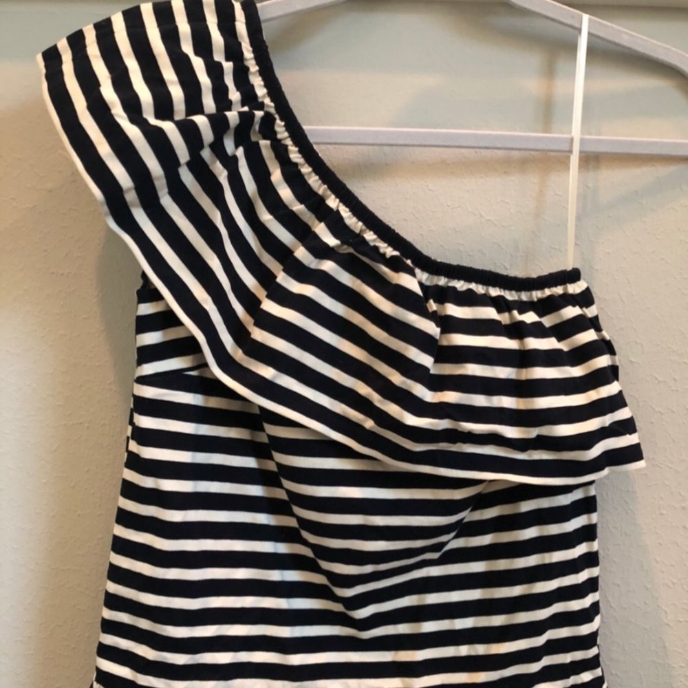 J Crew One shoulder striped top XXS